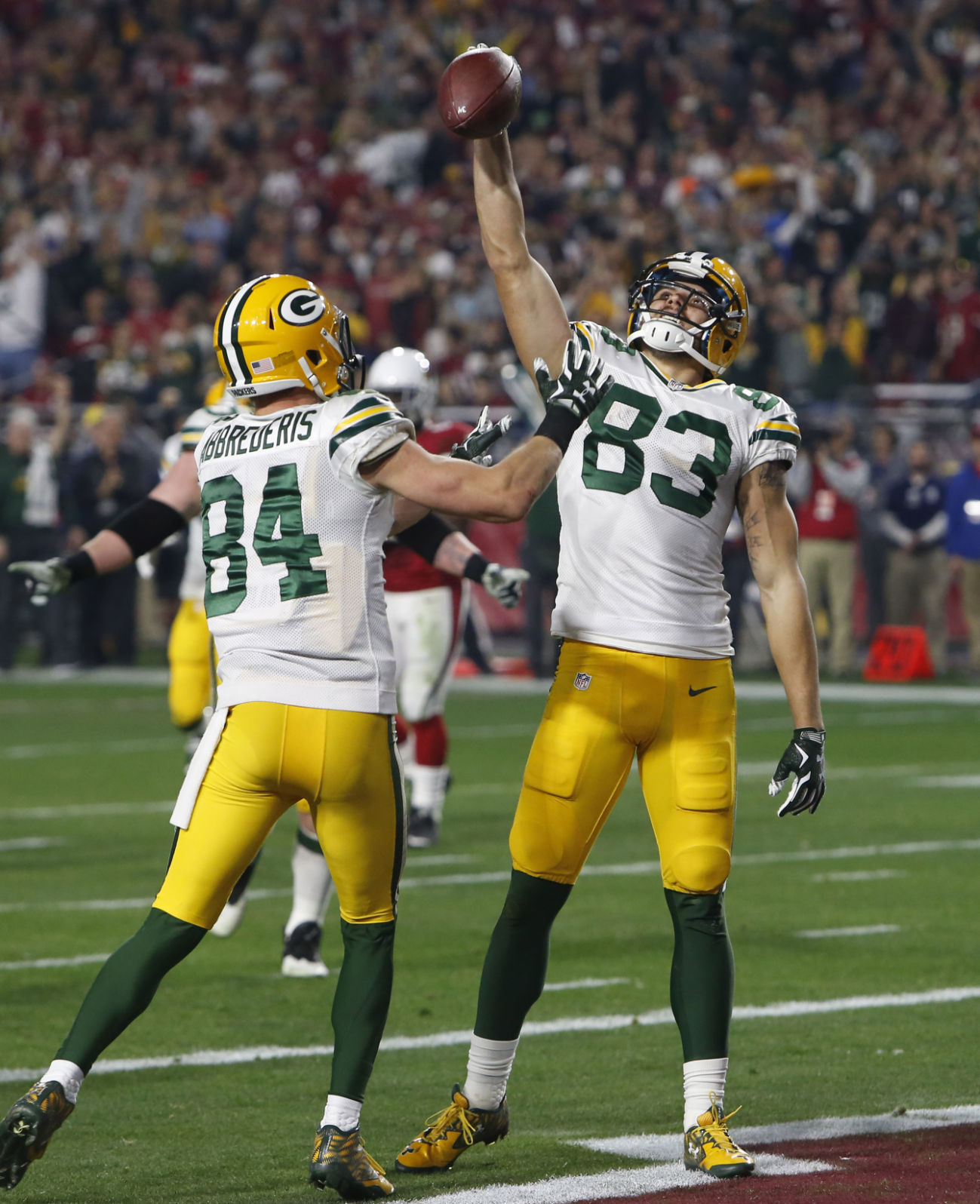 Jeff Janis celebrates Hail Mary TD, AP photo
